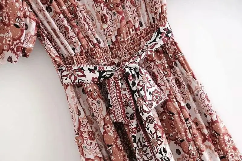 TEELYNN boho floral print maxi dresses cotton rayon vintage deep v neck 2020 summer dress beach women Casual vestidos robe | Женская