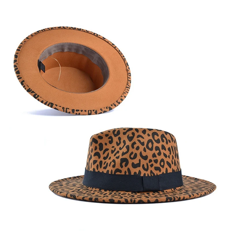 

Шляпа Женская шерстяная, с широкими полями, с леопардовым принтом