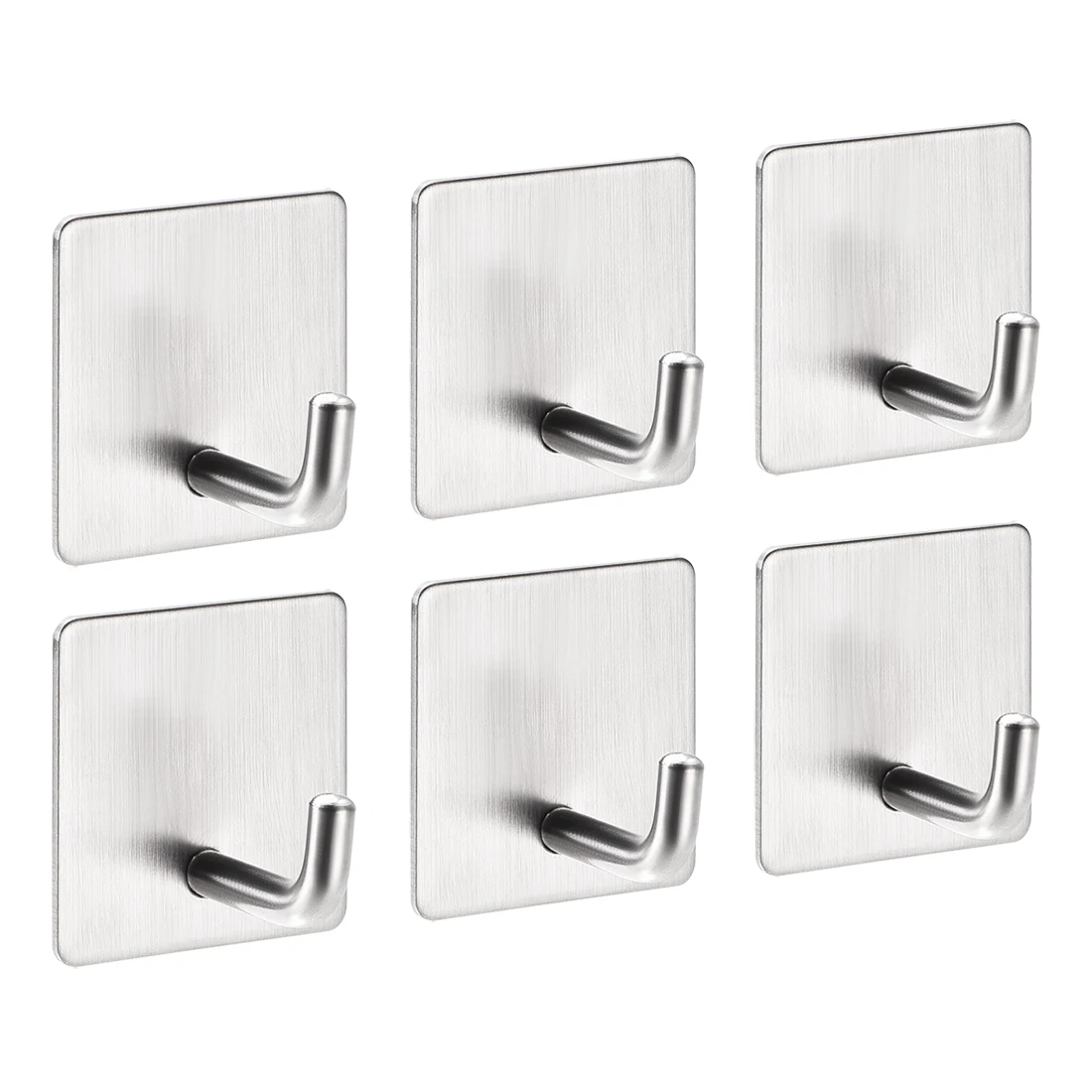 

uxcell 6pcs Adhesive Hooks 45mmx45mmx35mm Wall Hooks 304 Stainless Steel Hanger for Kitchen Bags Towel Coat
