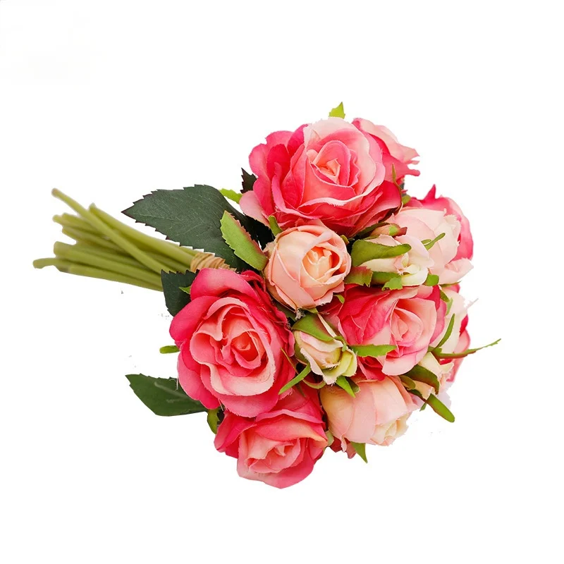 

18 Heads Holding Roses Artificial Flowers Home Flower Arrangement Decoration Bouquets Wedding Silk Simple Artificial Flowers