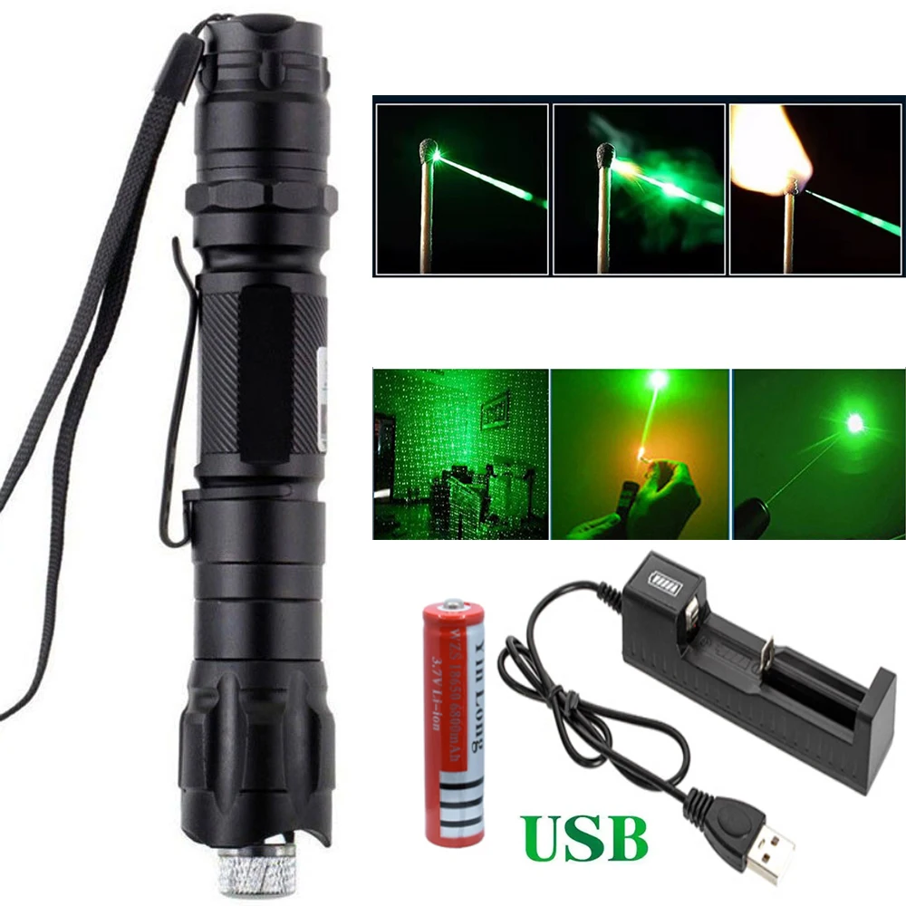 

USB charger Green Laser Pen Lazer torch 8000m 532 nm Powerful Lasers 009 Pointer with 18650 Battery and USB Charger