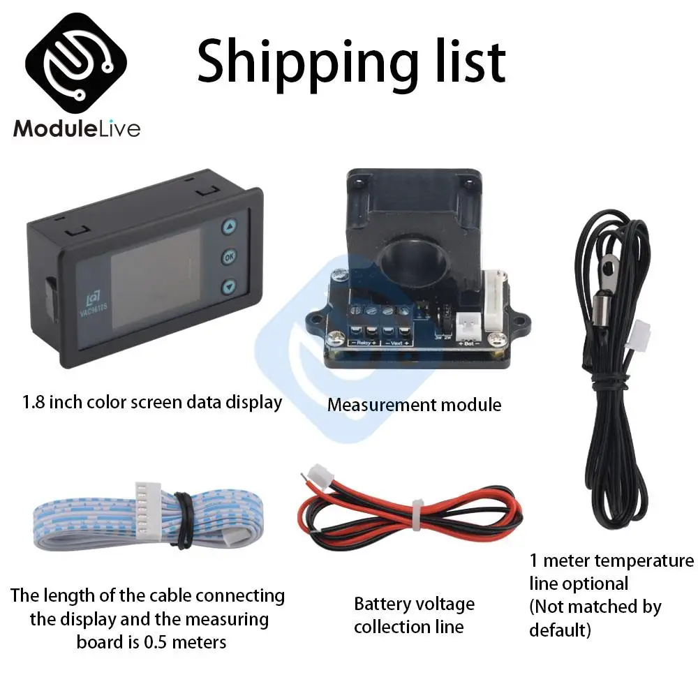 

VAC9610S 500A Hall Coulomb Power Thermometer Voltage Current Capacity Meter Digital 10-85V Voltage Tester Voltmeter Ammeter 12V