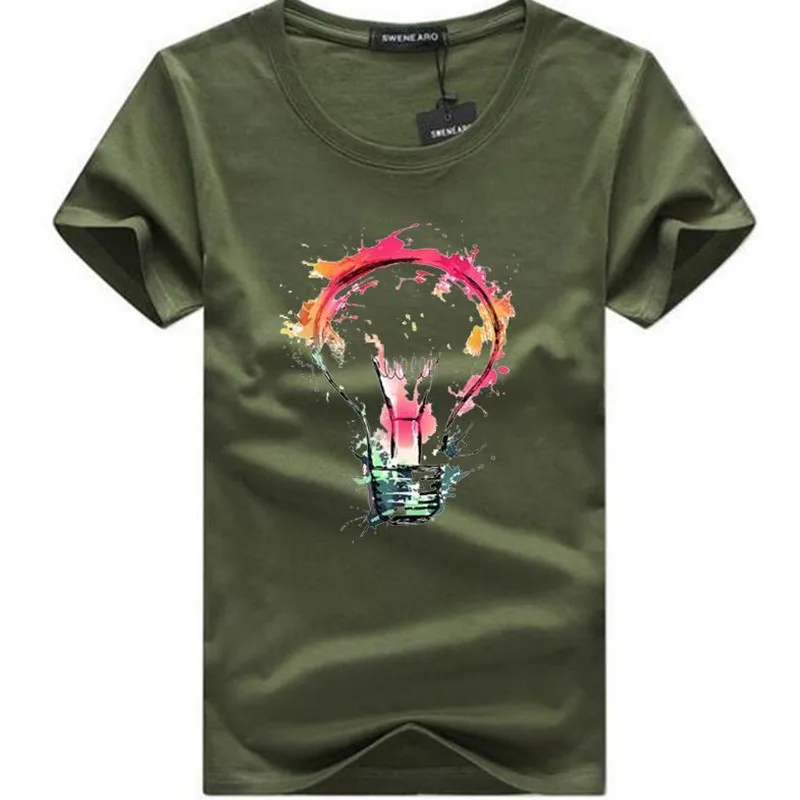 

2020 Men's T-Shirts Summer Fashion Bulb 3D Print Casual O-Neck Short Sleeve Brand Cotton Funny Tops Tee