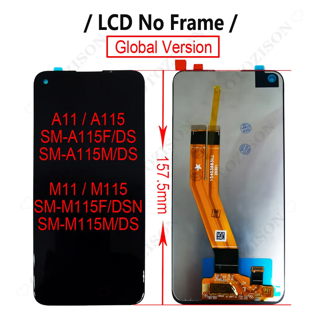 Najtaniej Do Samsung Galaxy A11 M11 2020 LCD SM-A115F/DS A115 M115F M115 Wyświetlacz Z Ramką Ekran Dotykowy Digitizer Zgromadzenie Wymiana