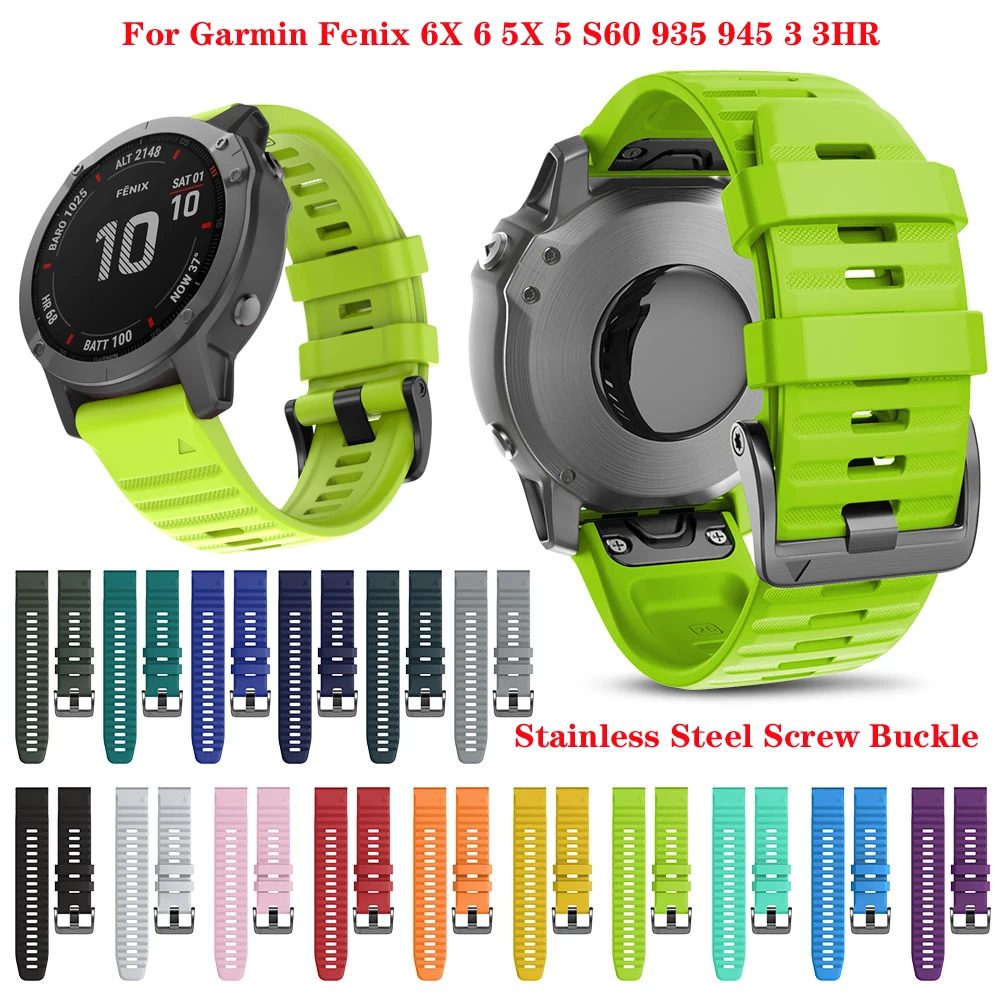26 22 20MM Silicone Quick Release Watchband Strap for Garmin Fenix 6X Pro Watch Easyfit Wrist Band Strap For Fenix 6 Pro Watch