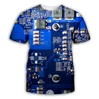 Футболка мужская с электронным чипом в стиле хип-хоп, 3d-машинная печать, дизайнерская футболка с электронной материнской платой, Стильная летняя с коротким рукавом в стиле Харадзюку