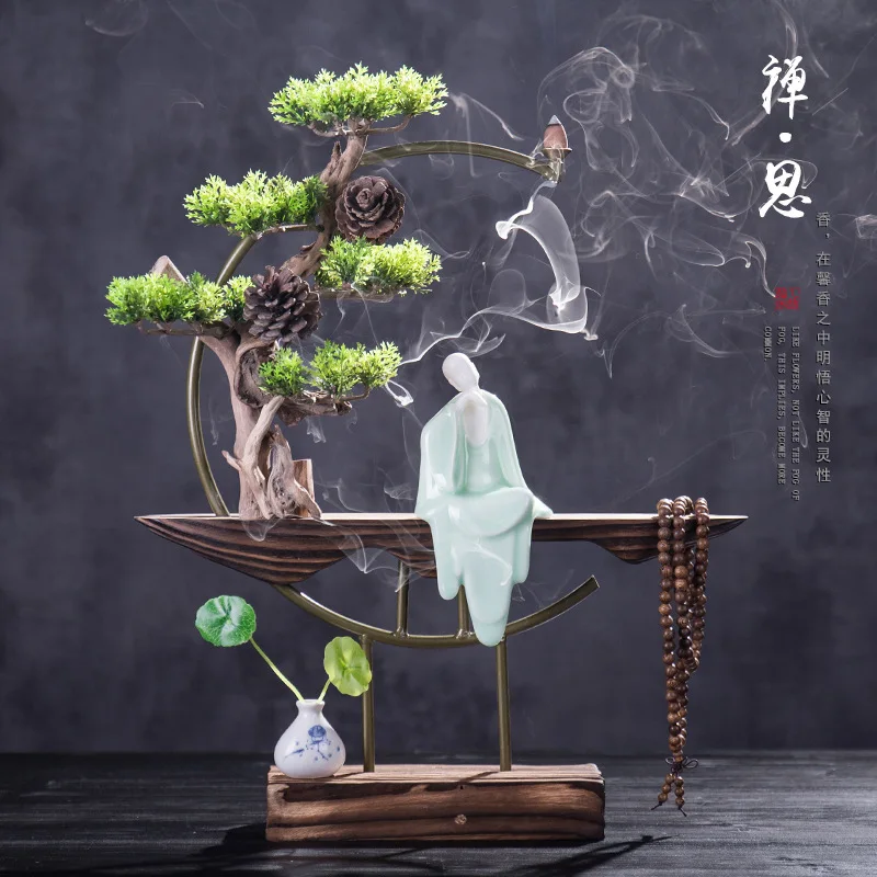 Обратный Ладан горелки водопад снег дерево благовония держатель кадило плита с