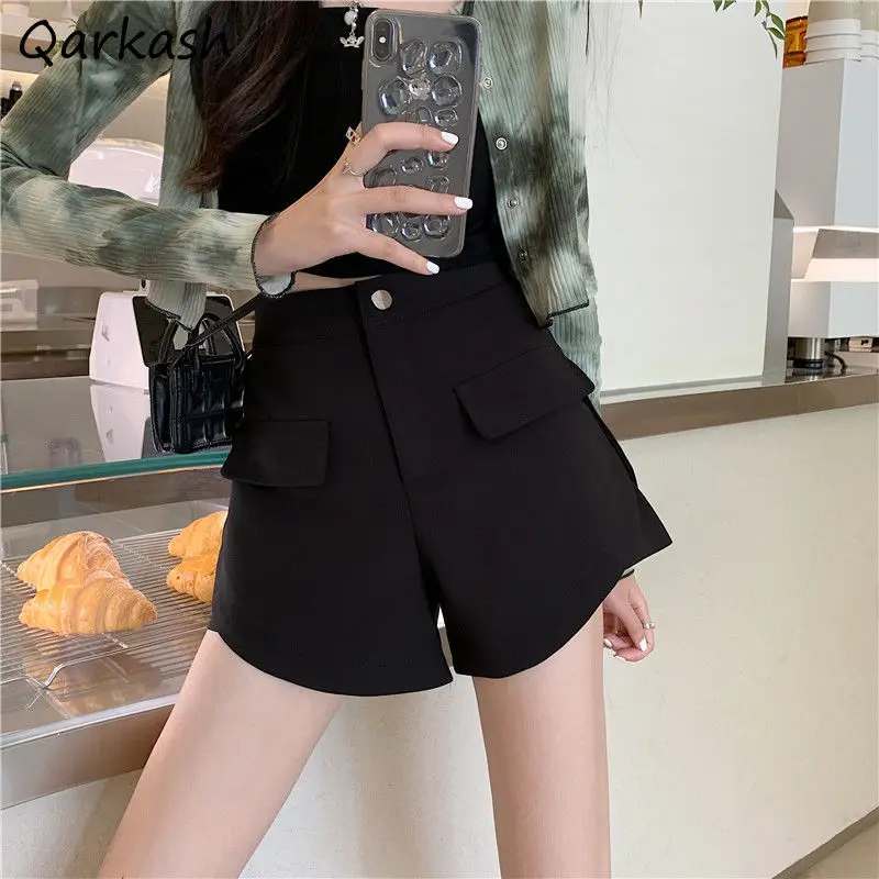 

Шорты женские в стиле бойфренд, шикарные однотонные, новая коллекция в стиле Ins для осени, универсальные свободные модные базовые хипстерские шорты для отдыха, 2021