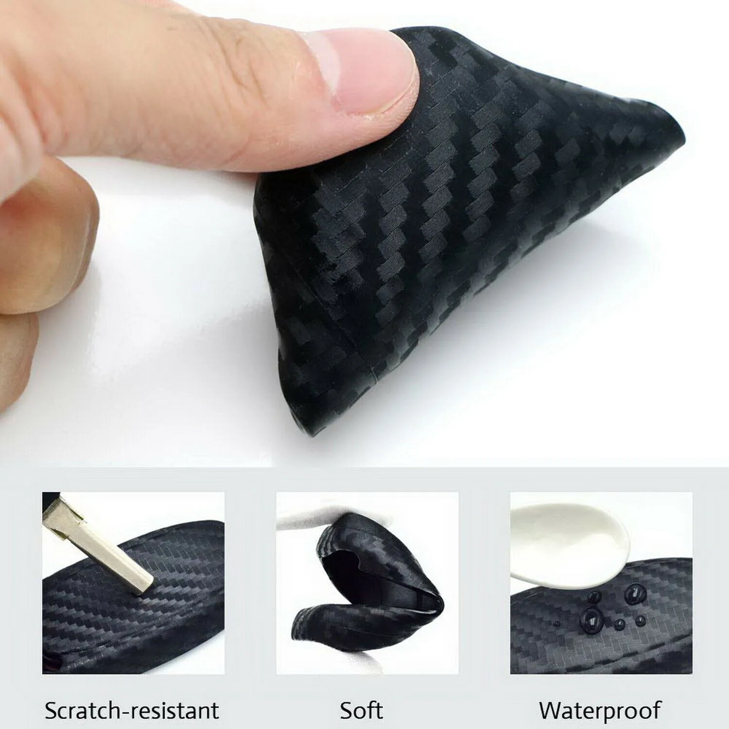 

Soft Key Protective Cover Water-Resistant Waterproof 3-Button Carbon Fiber