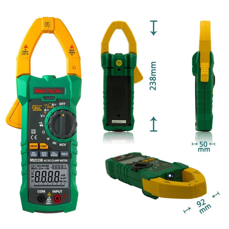 Цифровой мультиметр зажим MASTECH MS2115B тестер с USB для измерения частоты напряжения