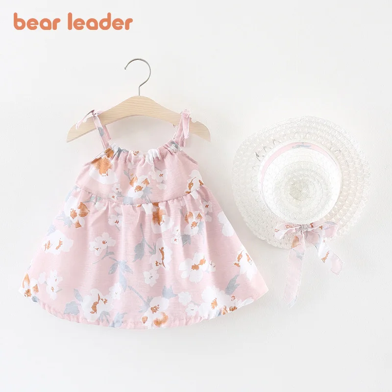 

Bear Leader Girls Kids Princess Floral Dresses Fashion Kids Mesh Patchwork Dresses Summer Suspender Clothing With Hats For 0-2Y