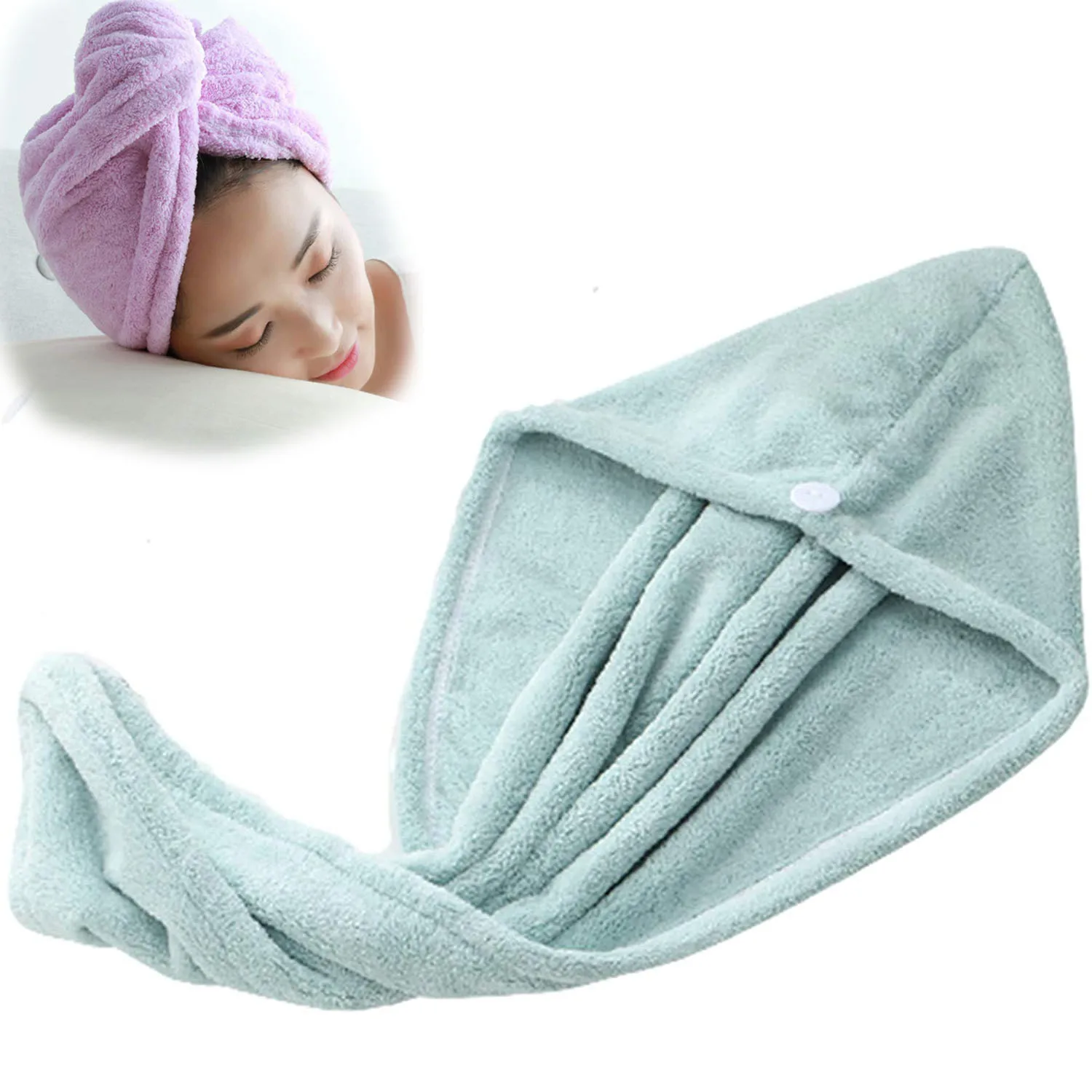 

Thick Coral Fleece Microfiber Hair Fast Drying Dryer Towel Bath Wrap Hat Quick Cap Turban Dry Quick Drying Household Bath Tool