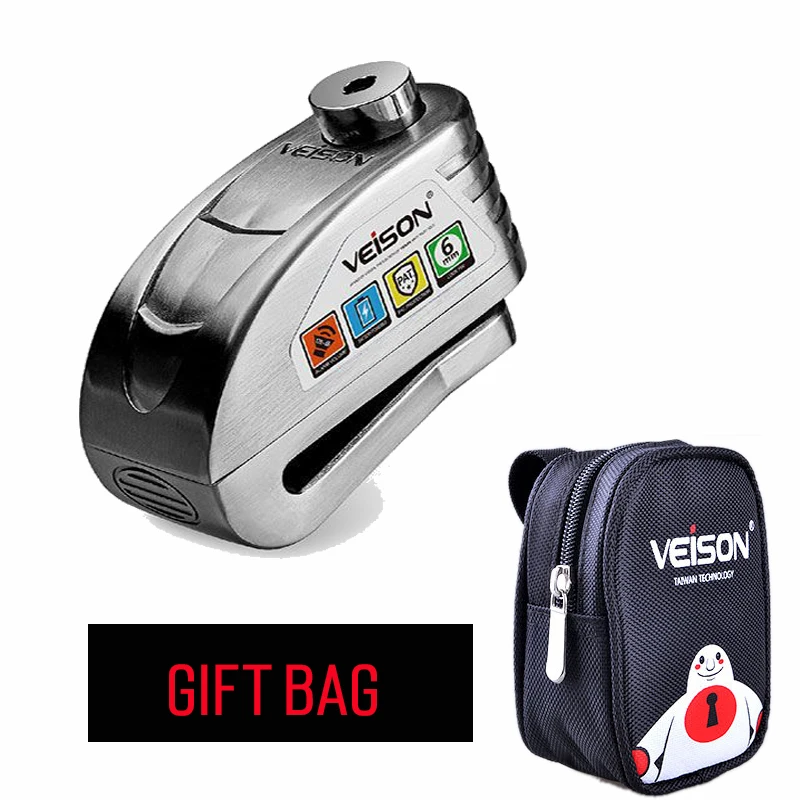 

VEISON Motorcycle Waterproof Alarm Lock Motocross Bike Disc Lock Warning Security Anti theft Brake Rotor Padlock Alarma Moto