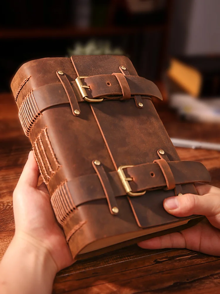 A5 Original Handmade Cowhide Creative Notebook  Diary Book Retro Hand Book Stationery