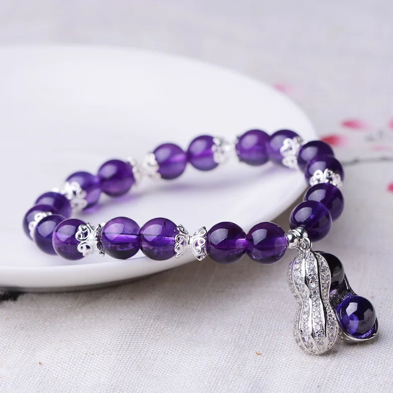 

Natural Crystal Amethyst Bracelet colocation gourd Silver Accessory