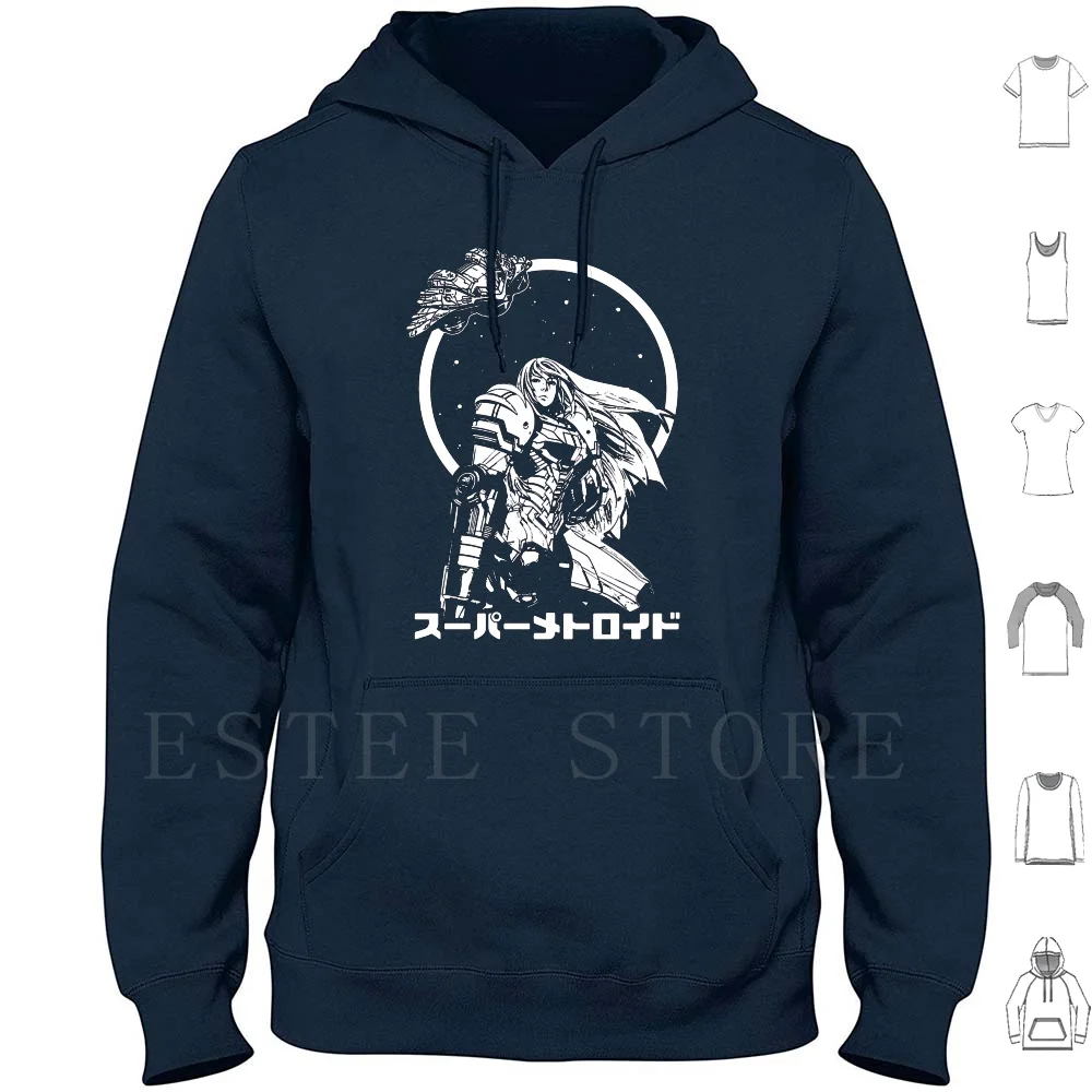 

Samus Aran Hoodies Long Sleeve Samus Aran Samus Aran Metroid Luigi Gunship Gaming Videogames Retro Old School