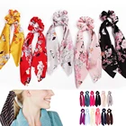 Новый шарф для хвоста, эластичная резинка для волос, женские резинки для волос с бантом, резинки для волос с цветочным принтом, ленты для волос, элегантные головные уборы для девочек