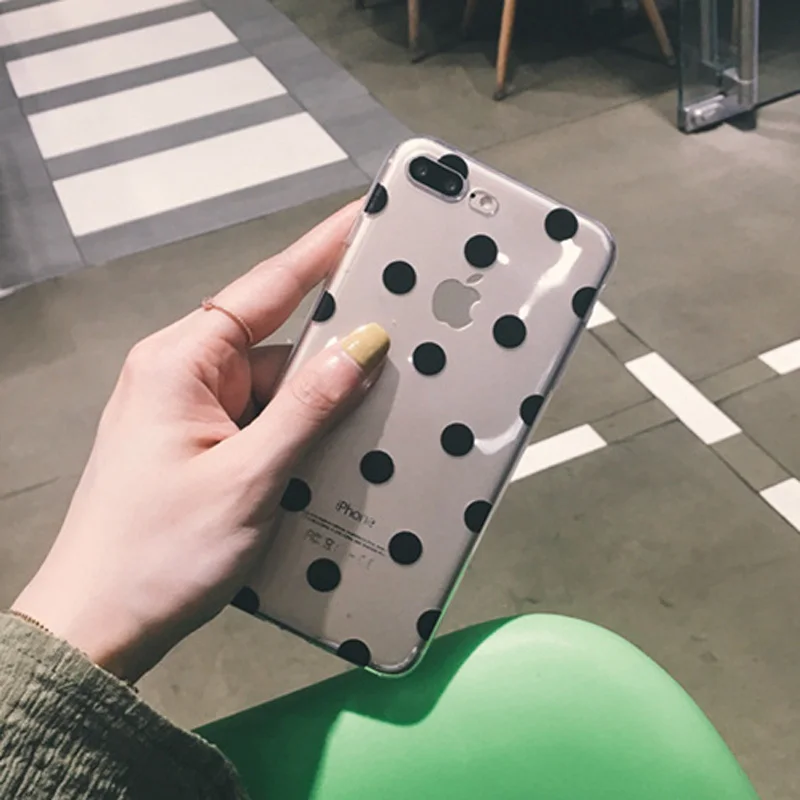 Lovebay Love Heart для iPhone 6, 6 s, 7, 8 Plus, X, XR, XS Max, 11 Pro, Max, 5, 5S, SE, чехол для телефона с волнистыми точками, прозрачный мягкий ТПУ для iPhone X - Цвет: SJ6789 Black
