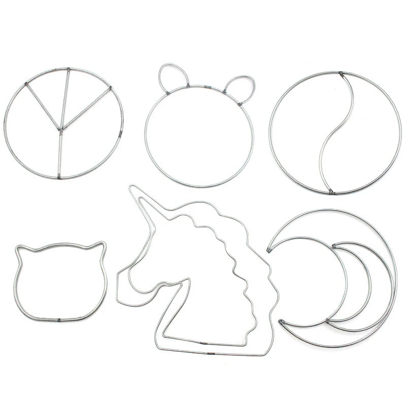 Единорог пентаграмма Сердце Металл Ловец снов кольцо макраме обруч DIY свадебный