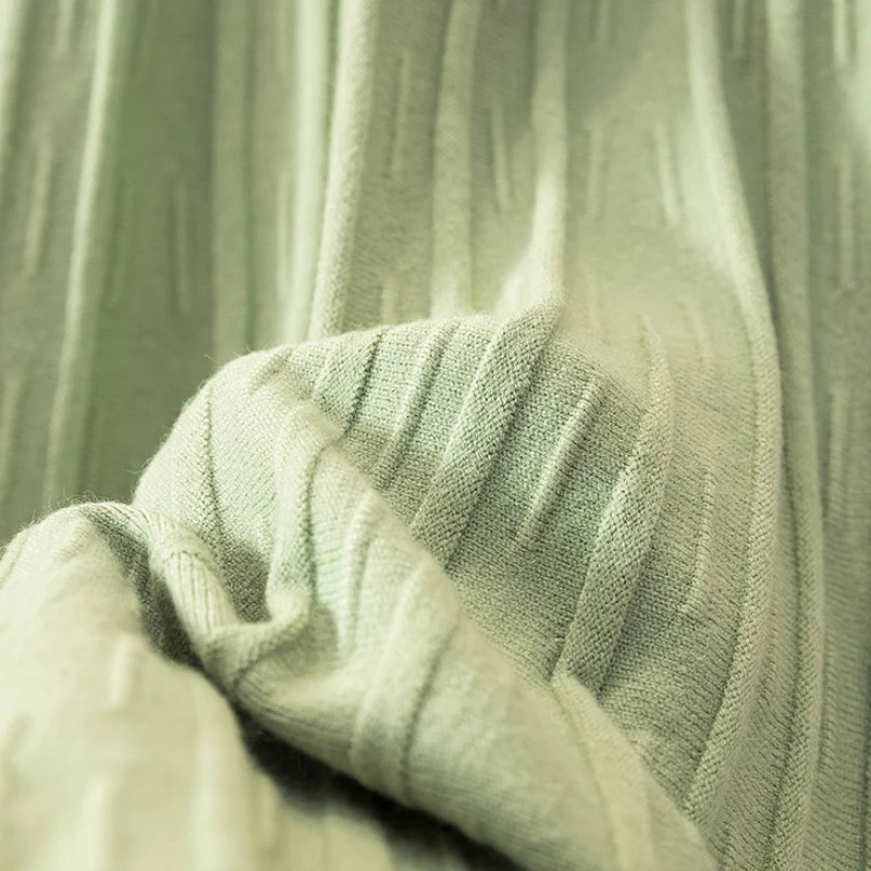 

Winter Cashmere Blend Rib Knitted Long Flared Skirt Autumn A- line Pleared Calf Long Knit Skirts Green Gray