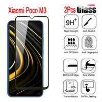 2 1pcs galss for xiaomi poco m3 m 3 m2010j19cg m2010j19ct 9h phone protector cover for poko poco m3 galss screen protective film
