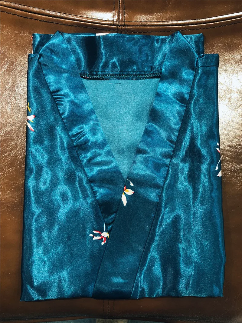 Японский стиль длинные свободные атласные Павлин Женская юката платье пижамы