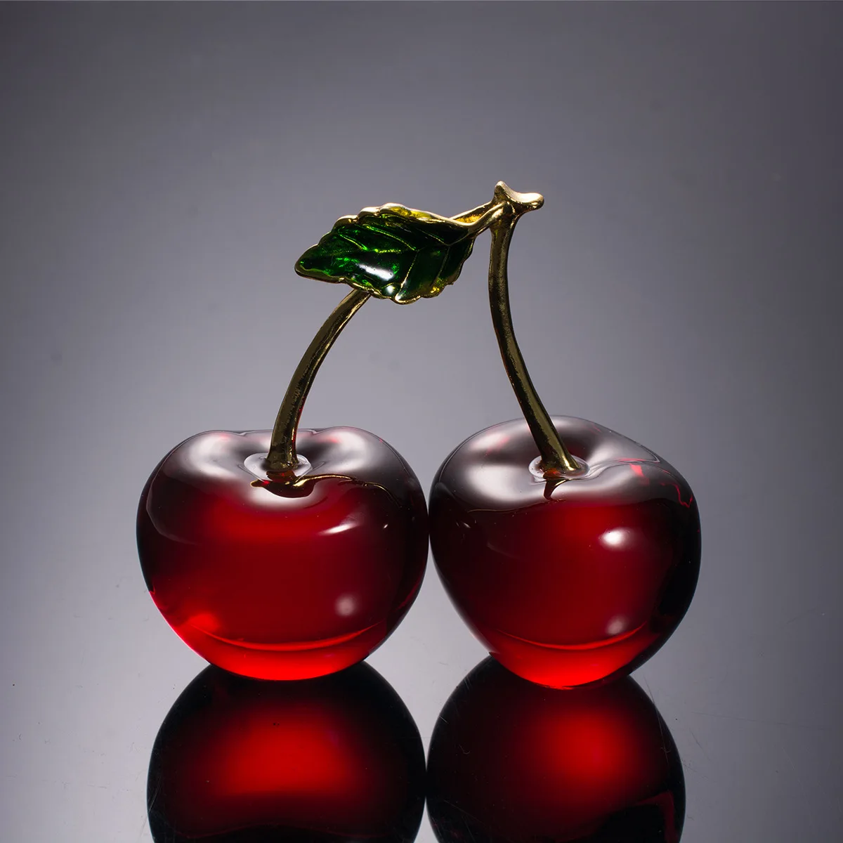 

Crystal Cherry Figurine Glass Fruit Status Paper Weight Home Decoration Decoration Desktop Center Decoration Christmas Gif
