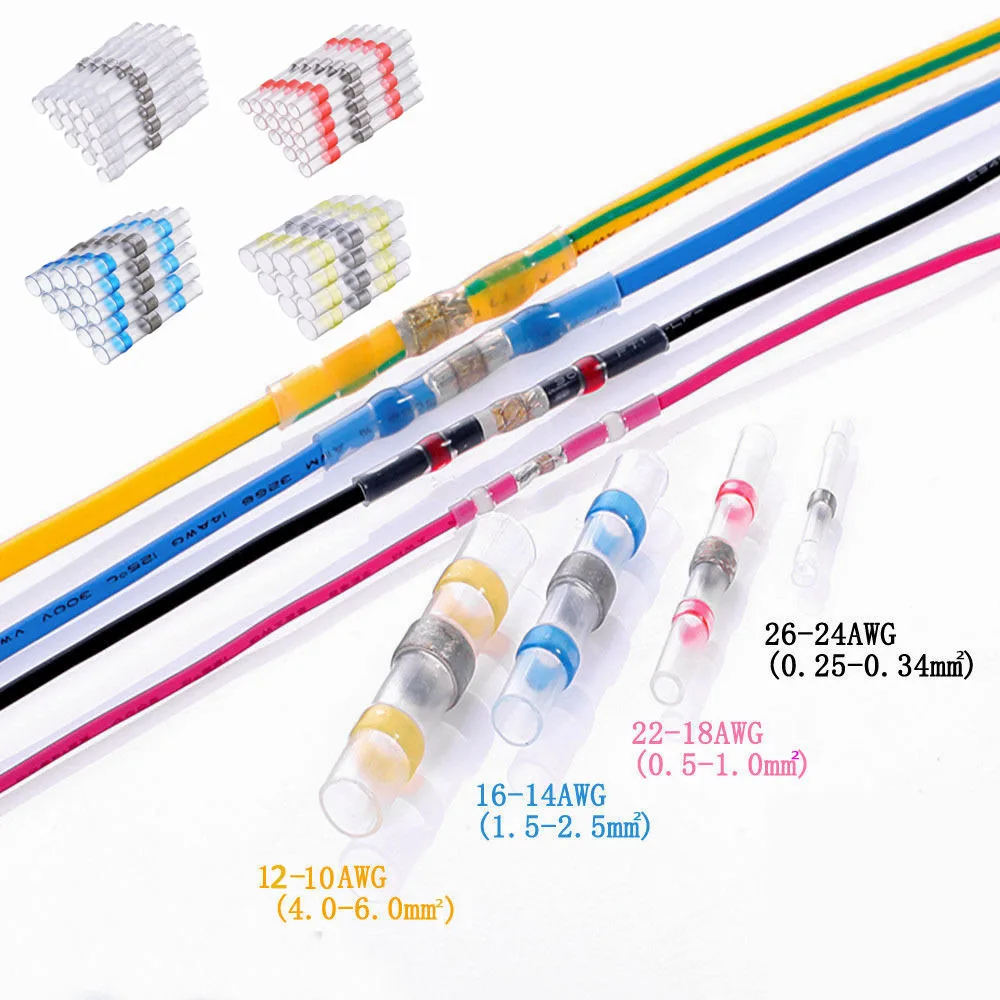 

30pcs/Set Heat Shrink Butt Electrical Wire Connectors Waterproof Tinned Copper Solder Seal Terminals Kit Set
