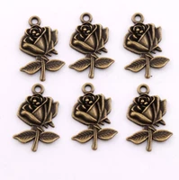 rose spacer charm pendants alloy handmade jewelry diy l323 17 2x26 3mm 28pcs antique bronze
