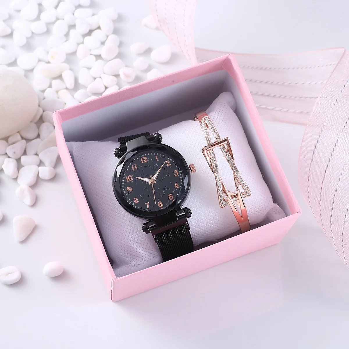 

2pcs watch Set Luxury Brand Women Dress Quartz Clock Starry Sky bracelet fashion Jewelry Ladies Watch Gift Relogio Feminino