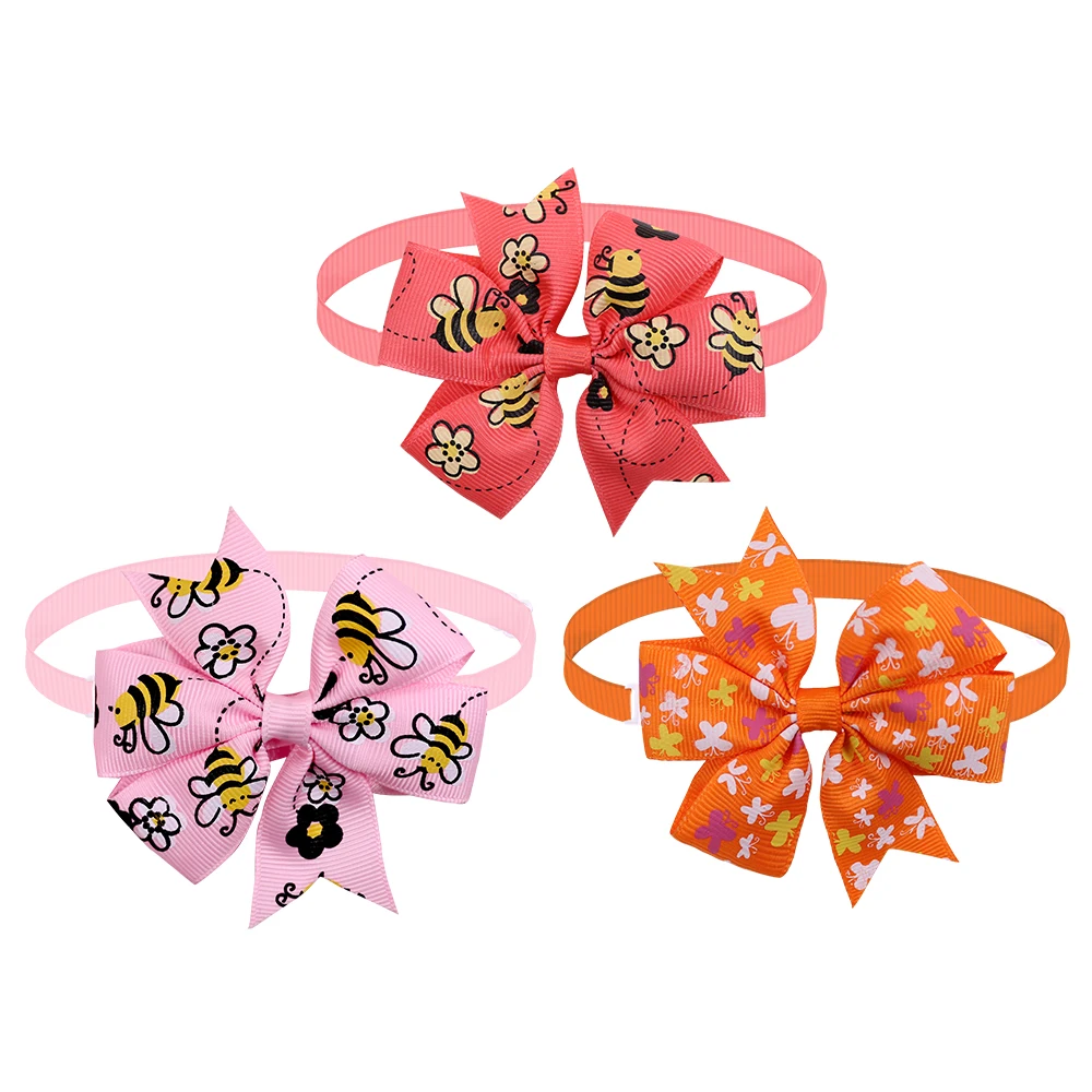 60 шт. галстуки бабочки для собак кошек милых цветов и пчел домашних животных