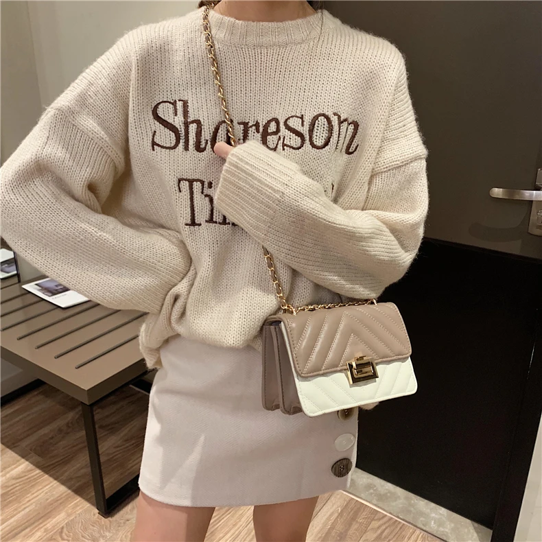 Burminsa Elegant Quilted Chain Crossbody Bags For Women Unique Design Lock High Quality Soft PU Female Shoulder Bags Autumn
