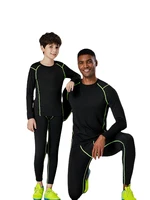 elastic cloth contrast color fast dry suit tight sports fitness suit long sleeve shirt pantsuit parent child sports suit