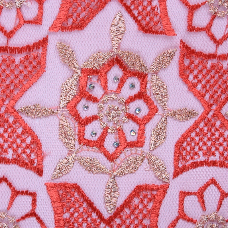 African Lace Fabric Women Fashion Beautiful Orange Color High Quality Net Embroidery French Tulle For Wedding F802 | Дом и сад