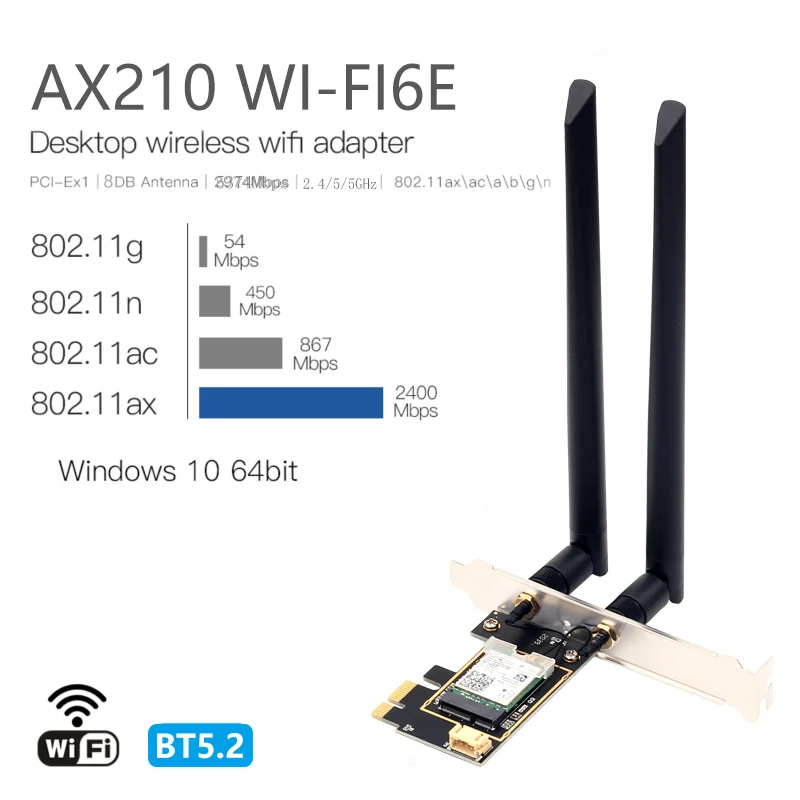 Трехдиапазонная беспроводная Wi Fi карта Intel AX210 AX200 8265AC 6E 802.11AX 5374M сетевая для