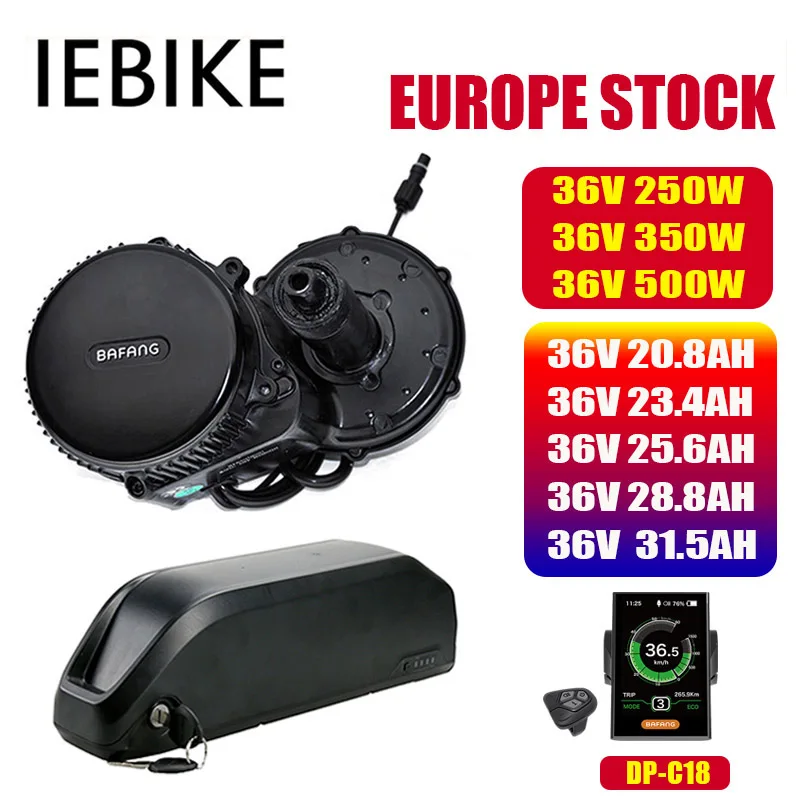 Комплект двигателя среднего привода Bafang BBS02 BBS02B BBS01B 36 В 250/350/500 Вт с аккумулятором