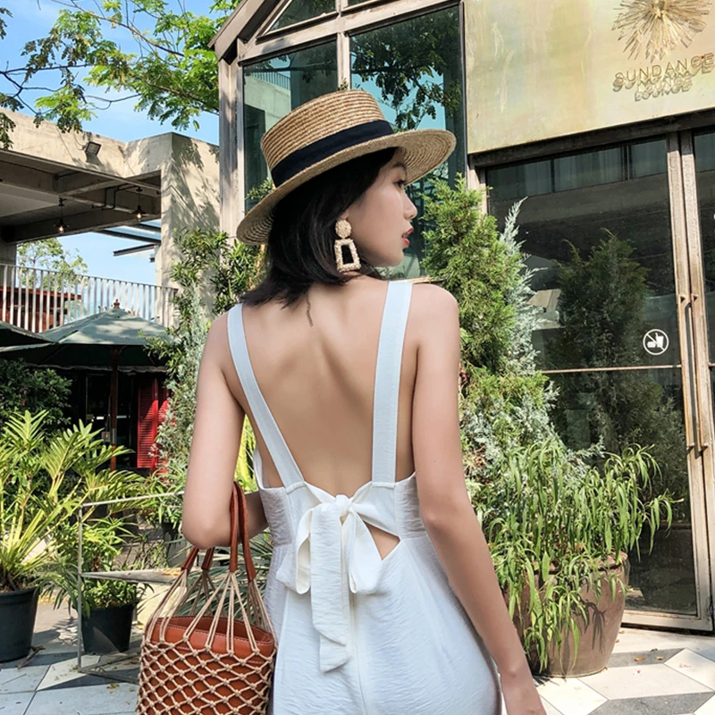 

Fashion women new arrival casual comfortable jumpsuit vintage temperament wild trend high quality backless beach loose romper