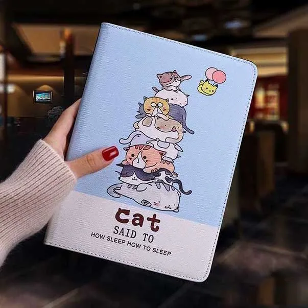Роскошный мягкий чехол-подставка из искусственной кожи с рисунком кота для iPad air