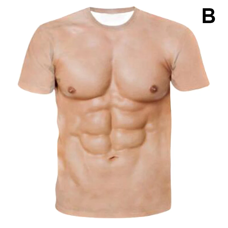 2021 Top Selling New Funny Muscle Tee Cool Tattoo Print T-Shirt Men Short Sleeve 3D Digital Printing Fake T-shirt | Мужская одежда