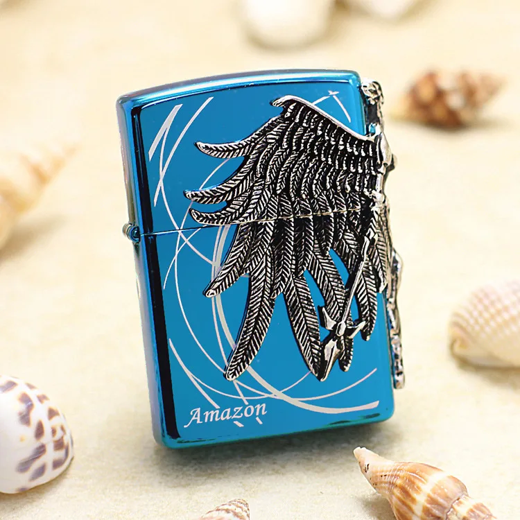 Оригинальная зажигалка Zippo медь ветрозащитная синяя Amazon Женская керосиновая