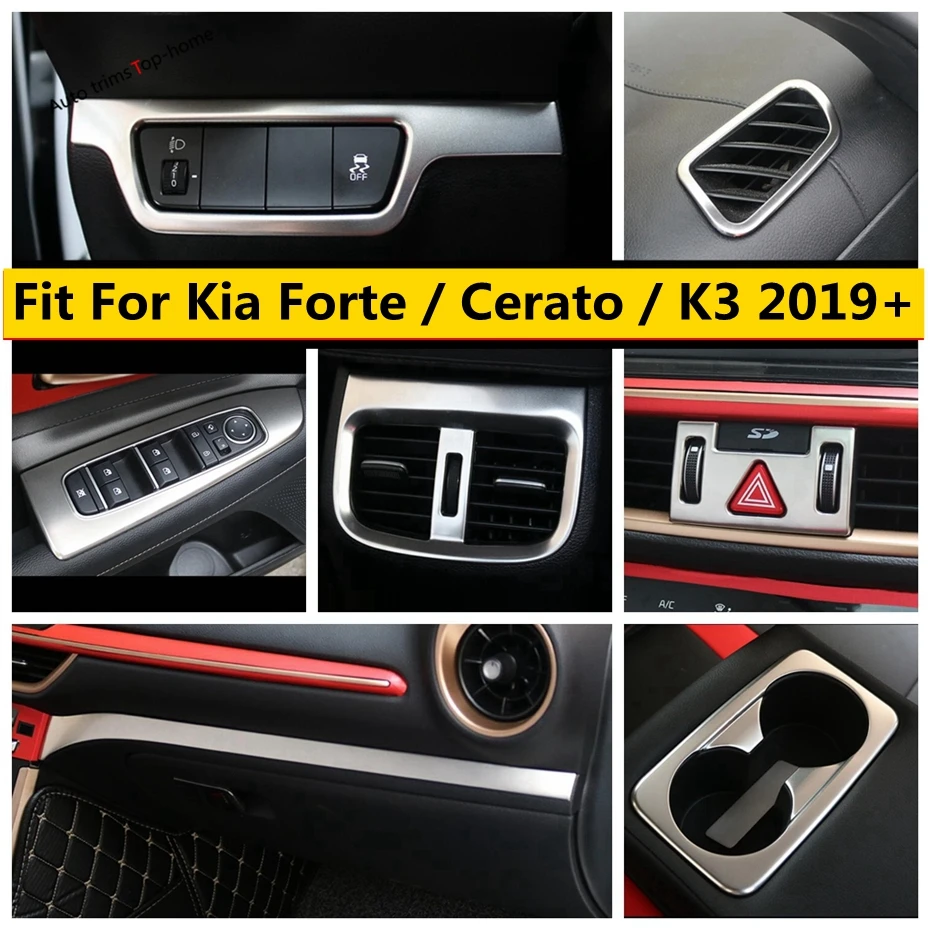 

Central Control Strip / Warning Light / Water Cup Holder Panel Cover Trim Stainless Steel For Kia Cerato Forte K3 2019 - 2022