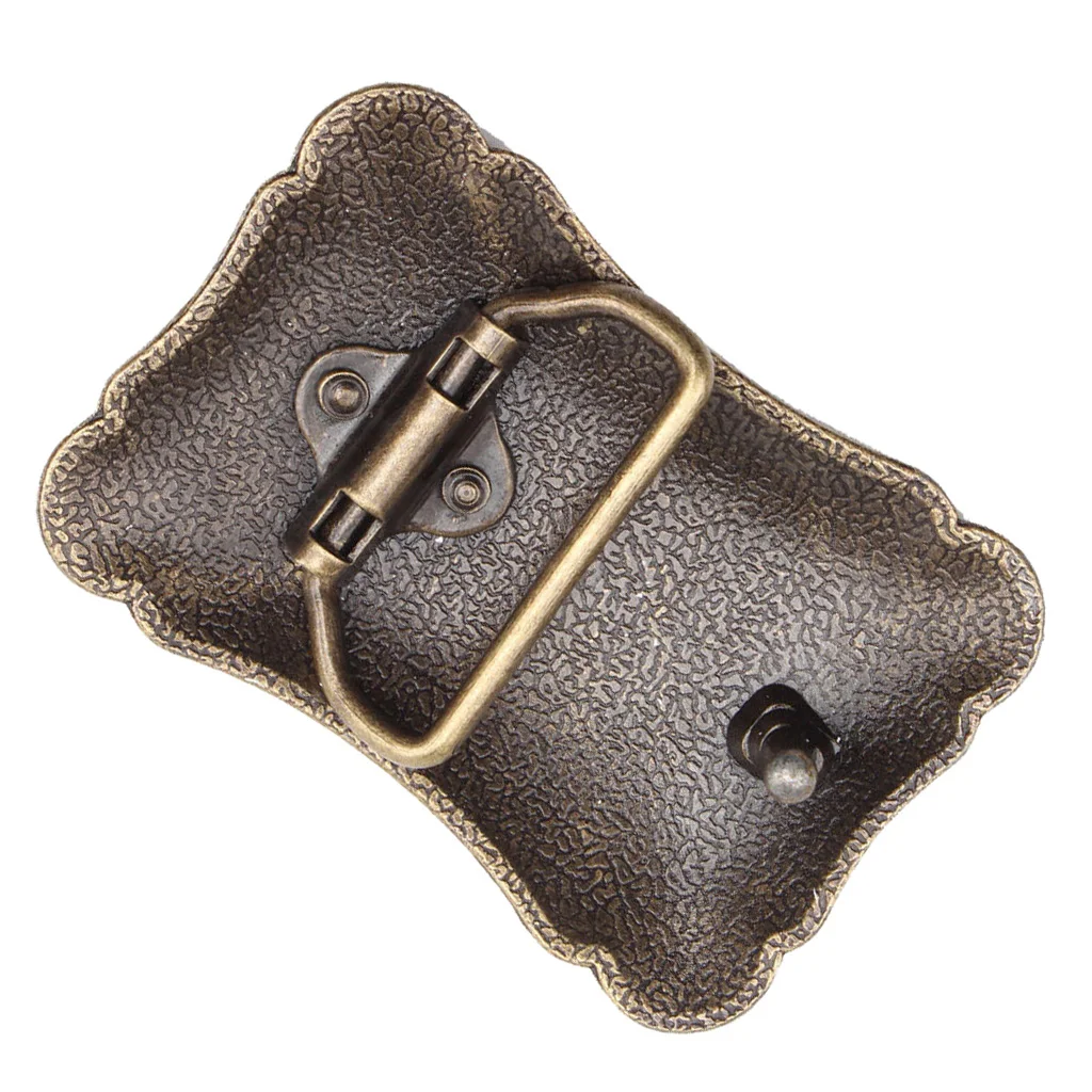 Western Belt Buckle Arabesque Pattern Antique Metal Men Casual Bronze |