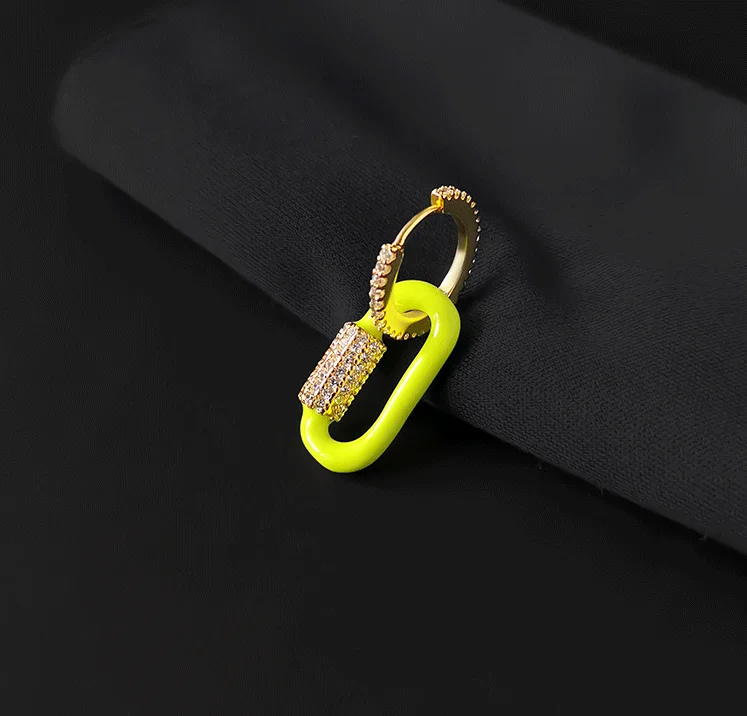 

June new fashion fluorescent yellow earrings single sterling silver high-quality Monaco jewelry birthday gift