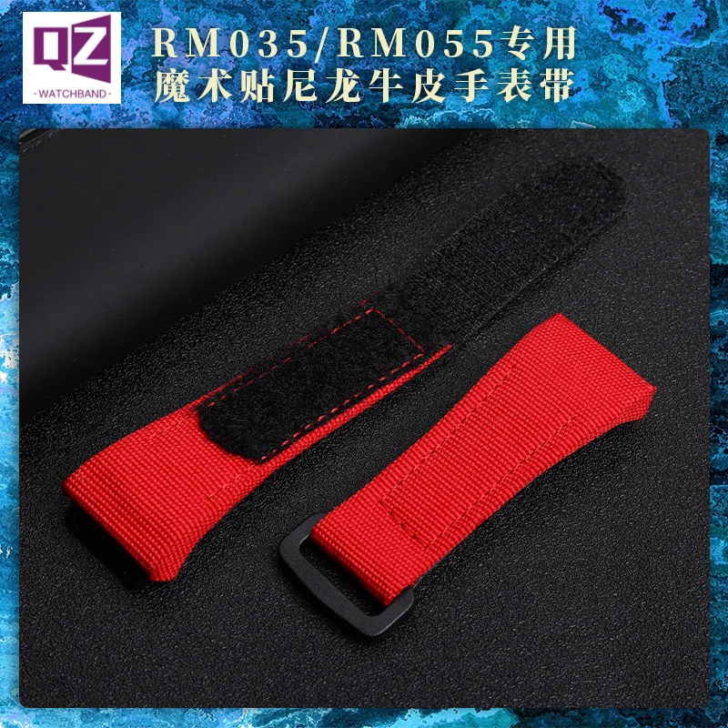 High Quality 25mm Nylon Watchband Canvas Stitching For Richard MILLE Strap Man Watch band Genuine Leather bottom and tools
