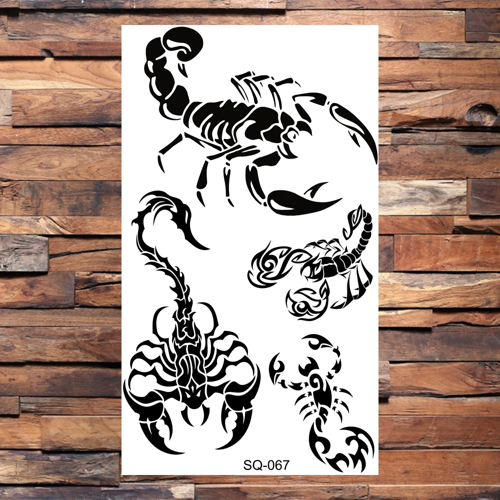 Временные татуировки дракона для мужчин и взрослых Реалистичная змея-Скорпион