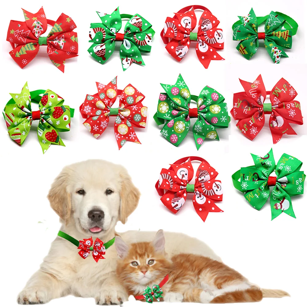 

Free Shipping 120PCS/PACK Dog Christmas Bow Tie Snowman Xmas Dog Accessories puppy Dog Cat Bowties Neckties Pet Supplies