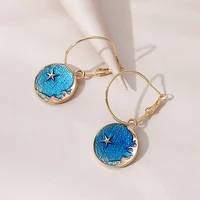 creative blue sea star metal earrings trendy temperament little girl painting oil ear rings earrings for women 2020