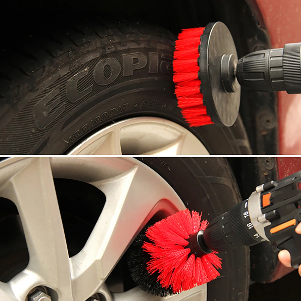 

3Pcs/Set Nylon Brushes Electric Scrubber Brush Drill Brush Kit Plastic Round Cleaning Brush For Carpet Glass Car Tires