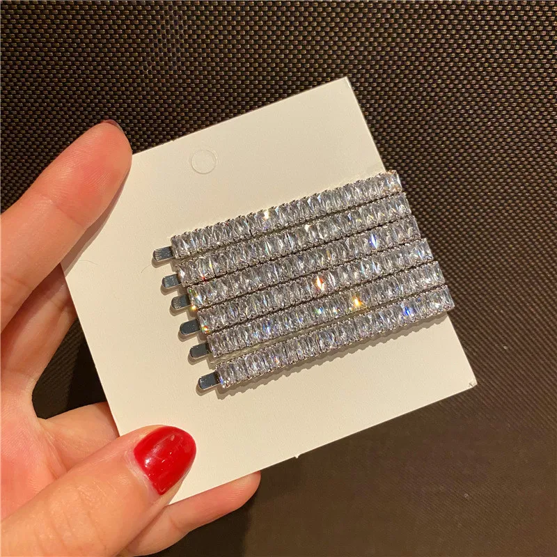 

Trendy Female White Crystal Hair Clips For Women Classic Zircon Stone Hairpin Charm Jewelry Gift Hair Accessories For Women