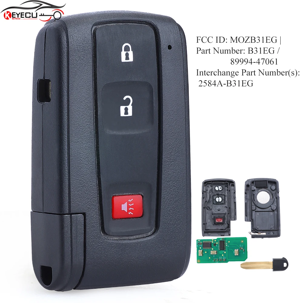 KEYECU Smart Remote Key Fob 3 Button for Toyota Prius 2004 2005 2006 2007 2008 2009 - FCC: MOZB31EG P/N: 89994-47061 | Автомобили и